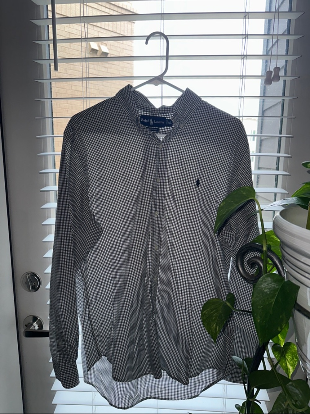 Ralph Lauren Navy & White Micro Check Button-Down Shirt